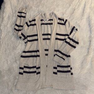 Market & Spruce White and Black Striped Cardigan